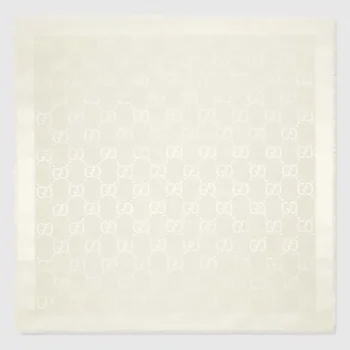 Gucci Unisex GG Jacquard Silk Wool Shawl-White 6636713GC439000