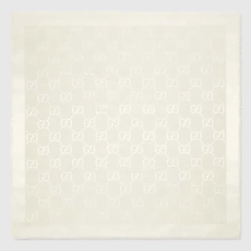 Gucci Unisex GG Jacquard Silk Wool Shawl-White 6636713GC439000