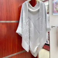 GG Jacquard Silk Wool Shawl-White 6636713GC439000 (1)