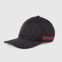 Gucci Unisex Original GG Canvas Baseball Hat with Web-Black 200035KQWBG1060