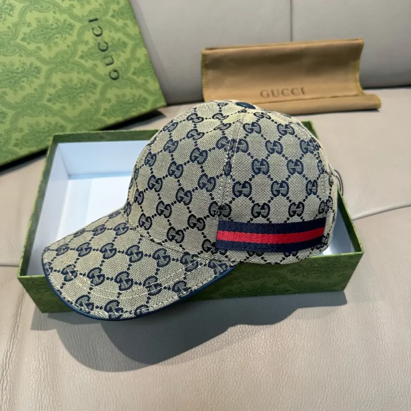 Gucci Unisex Original GG Canvas Baseball Hat with Web-Navy 6968454HAQQ4068