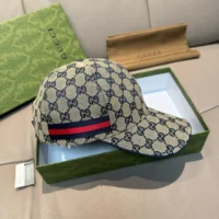 Gucci Unisex Original GG Canvas Baseball Hat with Web-Navy 6968454HAQQ4068 (1)