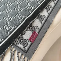 Gucci Unisex Wool Jacquard Scarf with GG Shadow-Grey 7952764G2001362 (1)