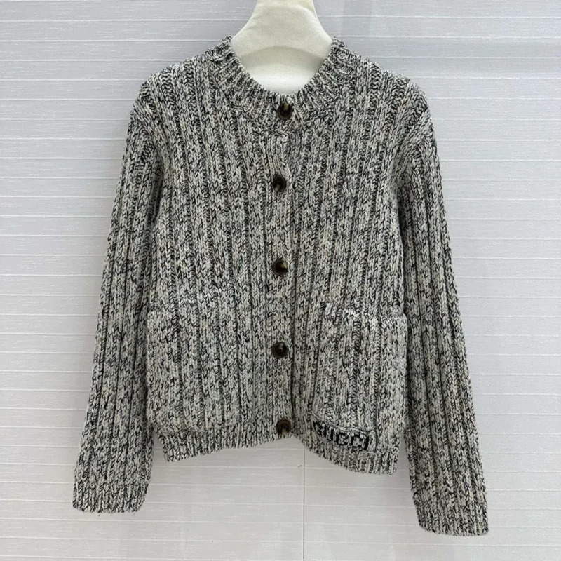 Gucci Women Chunky Rib Wool Cardigan ‎810304 XKEFN 2455