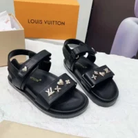 Louis Vuitton LV Women LV Sunset Flat Comfort Sandal-Black 1AD1E0 (1)