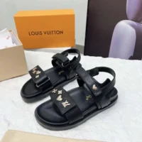 Louis Vuitton LV Women LV Sunset Flat Comfort Sandal-Black 1AD1E0 (1)