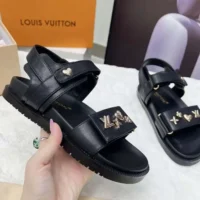 Louis Vuitton LV Women LV Sunset Flat Comfort Sandal-Black 1AD1E0 (1)