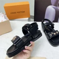 Louis Vuitton LV Women LV Sunset Flat Comfort Sandal-Black 1AD1E0 (1)