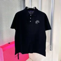 Louis Vuitton Men Embroidered Signature Cotton Polo-Black 1AATR8 (2)