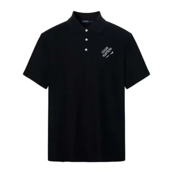 Louis Vuitton Men Embroidered Signature Cotton Polo-Black 1AATR8