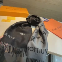 Louis Vuitton Unisex All About Monogram Scarf-Black M79225 (1)