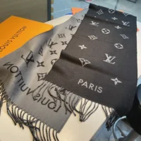 Louis Vuitton Unisex All About Monogram Scarf-Black M79225 (1)