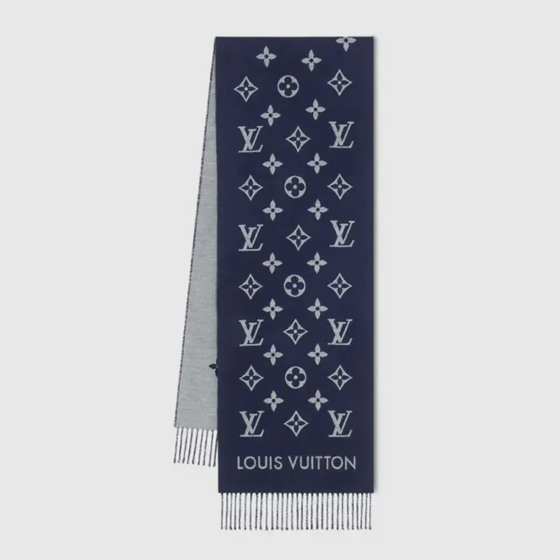 Louis Vuitton Unisex All About Monogram Scarf-Navy M79130