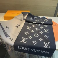 Louis Vuitton Unisex All About Monogram Scarf-Navy M79130 (1)