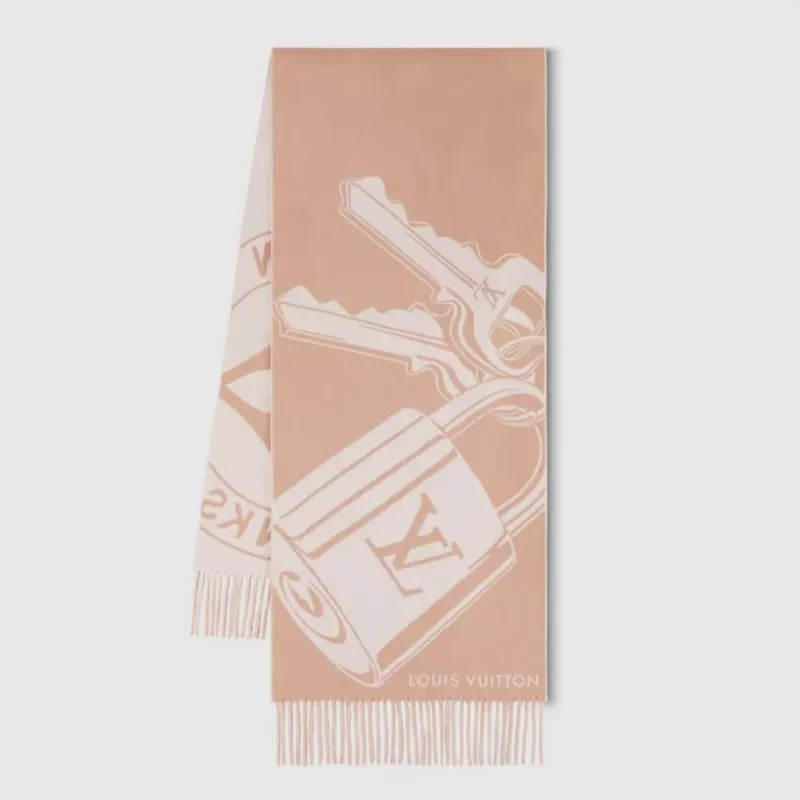 Louis Vuitton Unisex Lock And Keys Scarf-Beige M90815