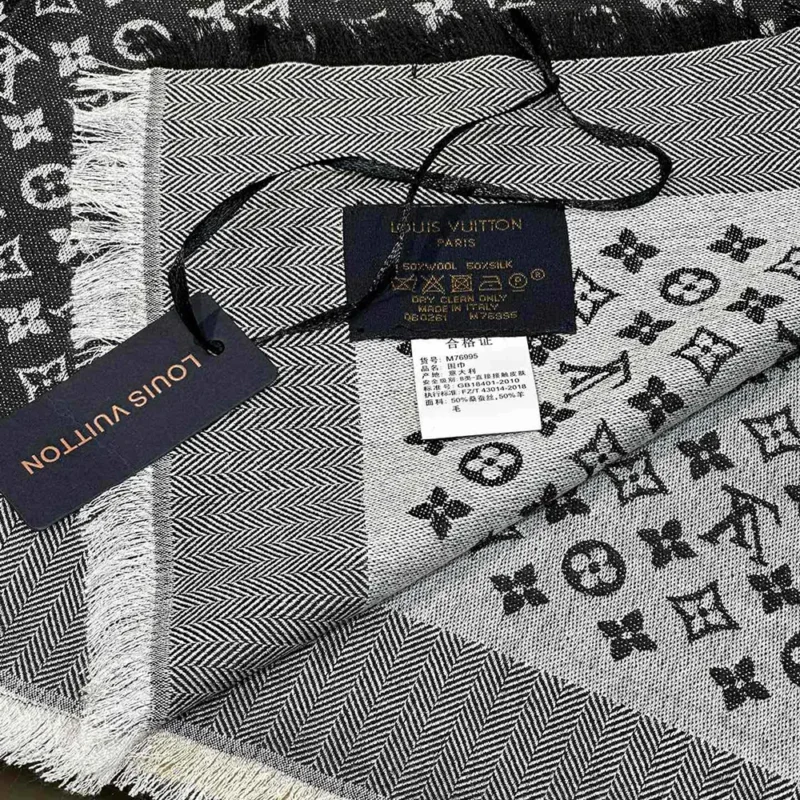 Louis Vuitton Unisex Monogram Denim Shawl-Black M71378