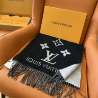 Louis Vuitton Unisex Reykjavik Scarf-Black M71040 (10)