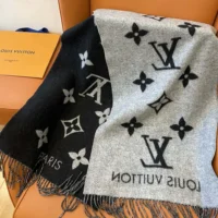 Louis Vuitton Unisex Reykjavik Scarf-Black M71040 (10)