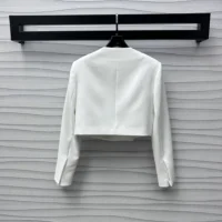 Louis Vuitton Women Cropped Jewel Button Mikado Jacket-White 1AGAXF (1)