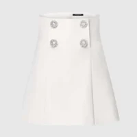 Louis Vuitton Women Jewel Button Mikado Skirt-White 1AGAX7