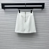 Louis Vuitton Women Jewel Button Mikado Skirt-White 1AGAX7 (1)