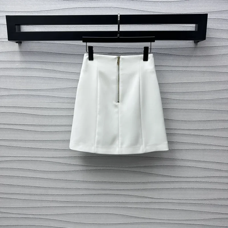 Louis Vuitton Women Jewel Button Mikado Skirt-White 1AGAX7