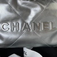 Chanel Women 22 Mini Handbag Metallic Calfskin Silver Tone Metal (1)