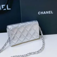 Chanel Women CC Metallic Lambskin Quilted Belt Bag Silver (2)