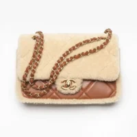 Chanel Women Flap Bag Shearling Lambskin Gold Tone Metal (1)