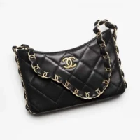 Chanel Women Hobo Handbag Lambskin-Black AS5177 (1)