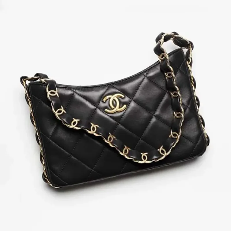 Chanel Women Hobo Handbag Lambskin-Black AS5177