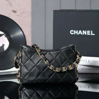 Chanel Women Hobo Handbag Lambskin-Black AS5177 (1)