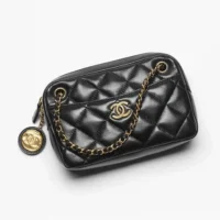 Chanel Women Mini Camera Case Shiny Lambskin Gold Tone Metal (1)