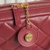 Chanel Women Mini Camera Case Shiny Lambskin Gold Tone Metal-Burgundy (1)