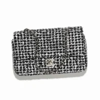 Chanel Women Small Flap Bag Sequins Silver Tone Metal