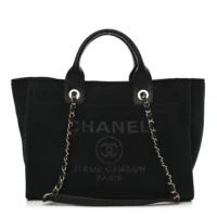 Chanel Women Small Tote Mixed Fibres Calfskin Gold Tone Metal-Black