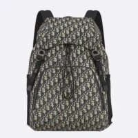 Dior Men Dior 8 Backpack with Flap Beige and Black Dior Oblique Jacquard (1)