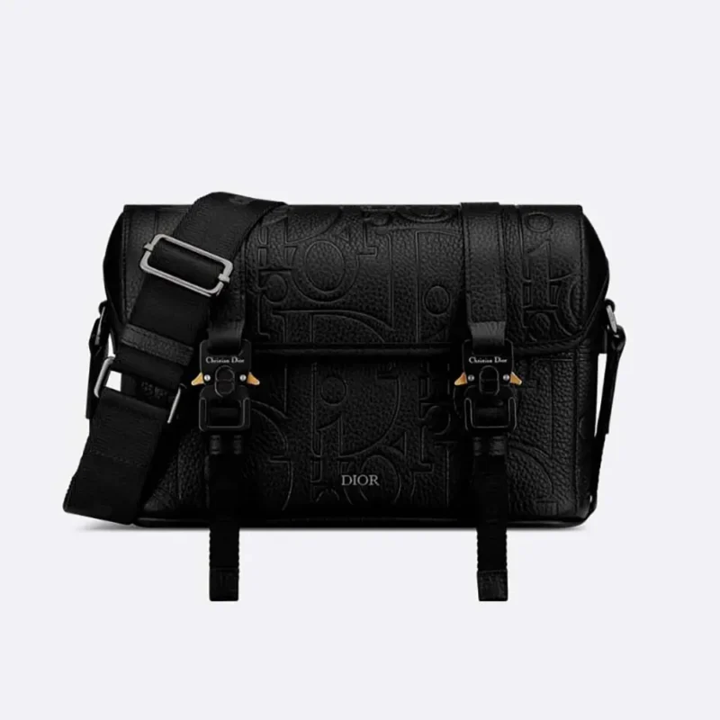 Dior Men Hit the Road Messenger Bag with Flap Black Dior Gravity Leather