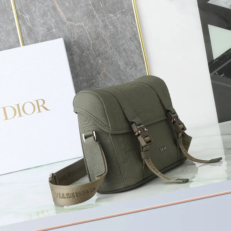 Dior Men Hit the Road Messenger Bag with Flap Khaki Dior Gravity Leather