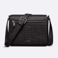 Dior Men Messenger Bag with Flap Black Dior Gravity Leather and Black Grained Calfskin (1)