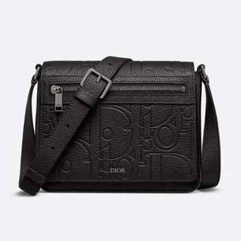 Dior Men Messenger Bag with Flap Black Dior Gravity Leather and Black Grained Calfskin