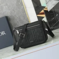 Dior Men Messenger Bag with Flap Black Dior Gravity Leather and Black Grained Calfskin (1)