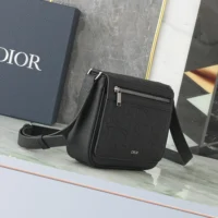 Dior Men Messenger Bag with Flap Black Dior Gravity Leather and Black Grained Calfskin (1)