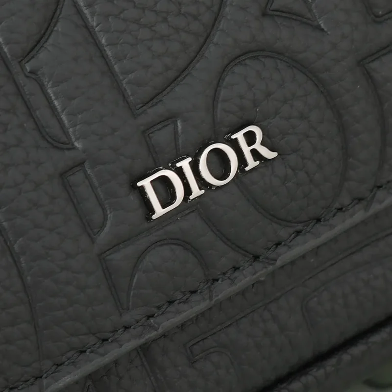 Dior Men Messenger Bag with Flap Black Dior Gravity Leather and Black Grained Calfskin