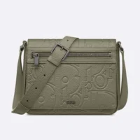 Dior Men Messenger Bag with Flap Khaki Dior Gravity Leather and Khaki Grained Calfskin (1)