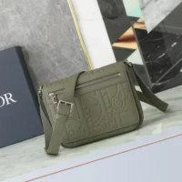 Dior Men Messenger Bag with Flap Khaki Dior Gravity Leather and Khaki Grained Calfskin (1)