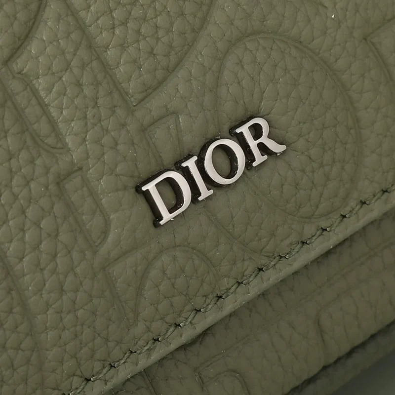 Dior Men Messenger Bag with Flap Khaki Dior Gravity Leather and Khaki Grained Calfskin