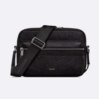 Dior Men Rider 2.0 Zipped Messenger Bag Black Dior Gravity Leather and Black Grained Calfskin (1)