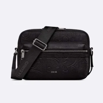 Dior Men Rider 2.0 Zipped Messenger Bag Black Dior Gravity Leather and Black Grained Calfskin