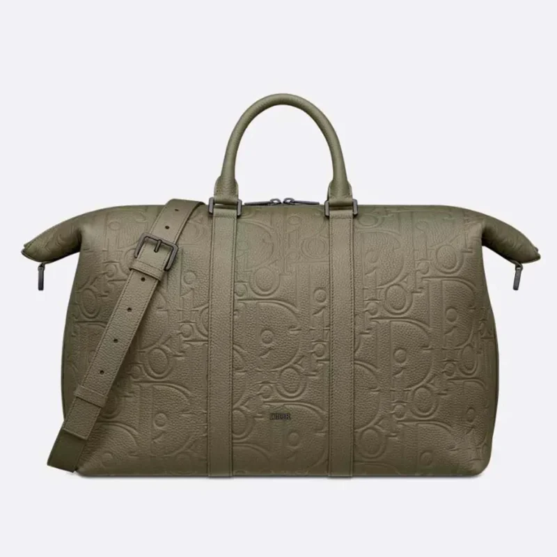 Dior Men Weekender 40 Khaki Dior Gravity Leather and Khaki Grained Calfskin